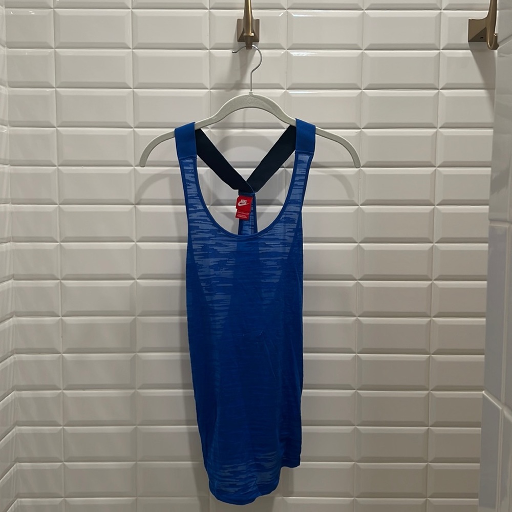 Nike size small long tank top with half open back